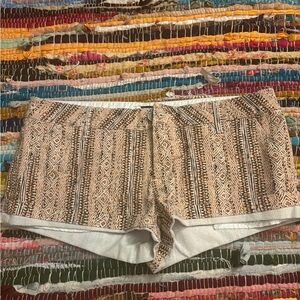Volcom Beige and White High-Waist Tribal Print Shorts